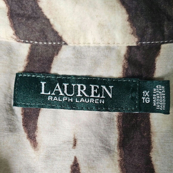 Ralph Lauren Zebra Animal Print 100% Cotton Button Up Shirt Size 1X - Picture 8 of 10